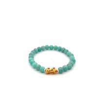 Load image into Gallery viewer, 18K Gold Pixiu Piyao Lucky Charm Bracelet Natural Amazonite Peru Gemstones 6mm - Rafant