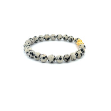 Load image into Gallery viewer, 18K Gold Dragon Pixiu Piyao Lucky Bracelet Beads Gemstone Dalmatian Jasper 6mm - Rafant