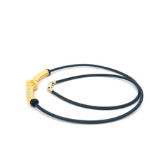Load image into Gallery viewer, 24K/18K Gold Lucky Charm Rubber Cord 16 inches Necklace with 14k Gold Clasps - Rafant
