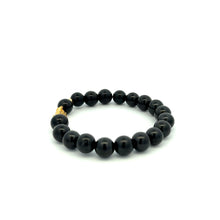 Load image into Gallery viewer, 18K Gold Dragon Pixiu Piyao Lucky Bracelet Beads Gemstone Black Tourmaline 8mm - Rafant