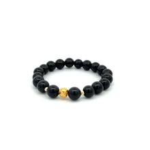 Load image into Gallery viewer, 18K Gold Money Ball Lucky Bracelet Beads Gemstones Black Tourmaline 8mm - Rafant