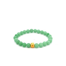 Load image into Gallery viewer, 24K Yellow Gold Money Bag Lucky Bracelet Green Jade Gemstones 6mm - Rafant