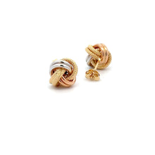 Load image into Gallery viewer, 18K Gold Earrings Stud Tricolor Knot 2.18 grams - Rafant