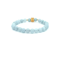 Load image into Gallery viewer, 18K Gold Money Bag Lucky Charm Beads Bracelet Gemstones Aquamarine 6mm - Rafant