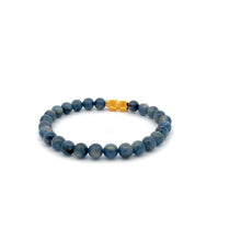 Load image into Gallery viewer, 18K Gold Dragon Pixiu Piyao Lucky Charm Bracelet Gemstones Kyanite 6mm - Rafant