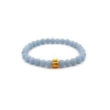 Load image into Gallery viewer, 24K Gold Money Bag Lucky Charm Stretchable Bracelet Natural Angelite 6mm - Rafant