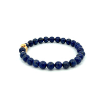 Load image into Gallery viewer, 18K Gold Money Bag Lucky Charm Beads Bracelet Gemstones Lapis Lazuli 6mm - Rafant
