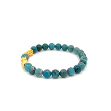 Load image into Gallery viewer, 18K Gold Dragon Pixiu Double Piyao Lucky Charm Bracelet Gemstones Apatite 6mm - Rafant
