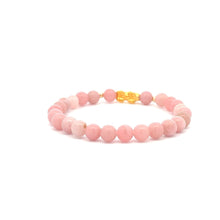 Load image into Gallery viewer, 18K Gold Dragon Pixiu Piyao Lucky Charm Beads Bracelet Gemstones Natural Pink Opal 6mm - Rafant