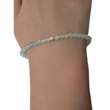 Load image into Gallery viewer, Natural Aquamarine Mini 4mm Stretch Bracelet 14k Gold Bead Choose Polished, Stardust, Corrugated