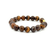 Load image into Gallery viewer, 18K Gold Dragon Pixiu Piyao Lucky Charm Bead Bracelet Gemstones Tiger's Eye 8mm - Rafant