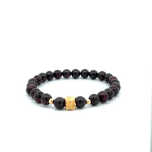 Load image into Gallery viewer, 18K Gold Money Bag Lucky Charm Beads Bracelet Gemstones Garnet 6mm - Rafant