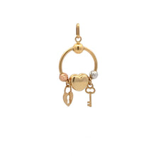 Load image into Gallery viewer, 18K Gold Pendant Charm Heart Keys Beads 2.27 grams - Rafant