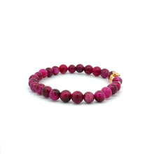 Load image into Gallery viewer, 18K Gold Money Bag Lucky Charm Beads Bracelet Gemstones Pink Tiger's Eye 6-6.5mm - Rafant