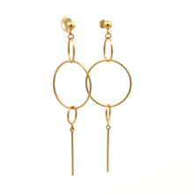 Load image into Gallery viewer, 18K Gold Earrings Dangle Drop Circles 2.50 grams - Rafant