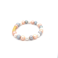 Load image into Gallery viewer, 18K Gold Tube Lucky Charm Bracelet Gemstones Multicolor Pearl 6.5mm - 7.5mm - Rafant