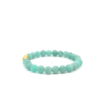 Load image into Gallery viewer, 18K Gold Piyao Pixiu Dragon Lucky Charm Bracelet Gemstones Amazonite Peru 6mm - Rafant