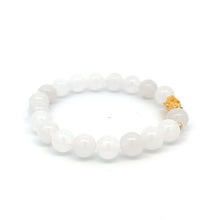 Load image into Gallery viewer, 18K Gold Dragon Pixiu Piyao Lucky Charm Beads Bracelet Gemstones White Jade 8mm - Rafant
