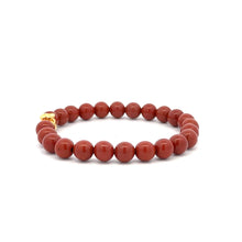 Load image into Gallery viewer, 18K Gold Money Bag Red Jasper Gemstones 6mm Lucky Charm Elastic Bracelet - Rafant
