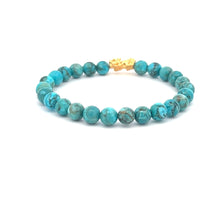 Load image into Gallery viewer, 18K Gold Pixiu Piyao Bracelet Natural Gemstones Turquoise 6mm Elastic Bracelet - Rafant