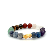 Load image into Gallery viewer, 18K Gold Pixiu Piyao Bracelet Natural Gemstones 8-10mm Birthstones Wealth Bracelet - Rafant
