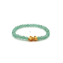 Load image into Gallery viewer, 18K Gold Pixiu Piyao Bracelet Gemstone Mini Beads Aventurine 4mm - Rafant