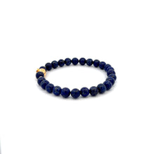 Load image into Gallery viewer, 18K Gold Money Bag Lucky Charm Beads Bracelet Gemstones Lapis Lazuli 6mm - Rafant