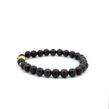 Load image into Gallery viewer, 18K Gold Money Bag Lucky Charm Beads Bracelet Gemstones Garnet 6mm - Rafant