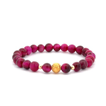 Load image into Gallery viewer, 18K Gold Money Ball Lucky Charm Beads Bracelet Gemstones Pink Tiger's Eye 6mm - Rafant