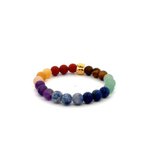 Load image into Gallery viewer, 18K Gold Money Bag Lucky Charm Bracelet Gemstones Natural Matte Chakra 6mm - Rafant