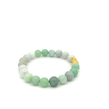 Load image into Gallery viewer, 18K Gold Dragon Pixiu Piyao Lucky Charm Bead Bracelet Gemstone Jadeite Jade 8mm - Rafant