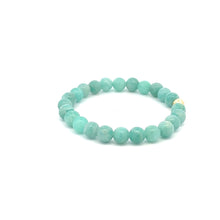 Load image into Gallery viewer, Natural Amazonite Peru 6mm Stretchable Bracelet 18k Gold Bead Charm - Rafant