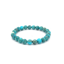Load image into Gallery viewer, Natural Turquoise 6mm Stretchable Bracelet 18k Gold Bead Charm - Rafant