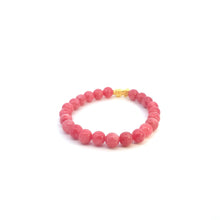 Load image into Gallery viewer, 24K Gold Piyao Pixiu Lucky Charm Bracelet Pink Agate Gemstones Size 6.75 inches - Rafant