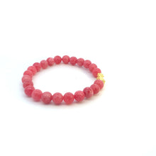 Load image into Gallery viewer, 24K Gold Piyao Pixiu Lucky Charm Bracelet Pink Agate Gemstones Size 6.75 inches - Rafant