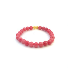 Load image into Gallery viewer, 24K Gold Piyao Pixiu Lucky Charm Bracelet Pink Agate Gemstones Size 6.75 inches - Rafant