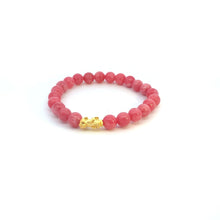 Load image into Gallery viewer, 24K Gold Piyao Pixiu Lucky Charm Bracelet Pink Agate Gemstones Size 6.75 inches - Rafant