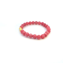 Load image into Gallery viewer, 24K Gold Piyao Pixiu Lucky Charm Bracelet Pink Agate Gemstones Size 6.75 inches - Rafant