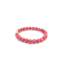 Load image into Gallery viewer, 24K Gold Piyao Pixiu Lucky Charm Bracelet Pink Agate Gemstones Size 6.75 inches - Rafant