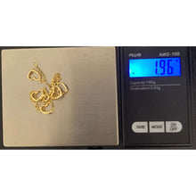 Load image into Gallery viewer, 18K Gold Bracelet 7.5 inches with Open Heart Charms 1.96 grams