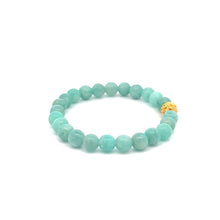 Load image into Gallery viewer, 18K Gold Coin Ball Lucky Charm Bracelet Gemstones Amazonite Peru 6mm - Rafant
