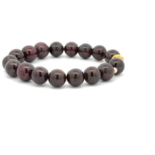 Load image into Gallery viewer, 18K Gold Money Ball Lucky Charm Beads Bracelet Gemstones Garnet 8-8.5mm - Rafant