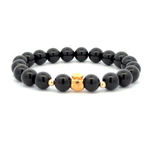 Load image into Gallery viewer, 18K Gold Money Bag Lucky Charm Beads Bracelet Gemstones Obsidian 8mm - Rafant