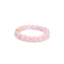 Load image into Gallery viewer, 18K Gold Money Ball Lucky Charm Beads Bracelet Gemstones Rose Quartz 8mm - Rafant