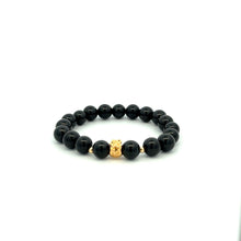 Load image into Gallery viewer, 18K Gold Money Bag Lucky Bracelet Beads Gemstone Black Tourmaline 8mm - Rafant