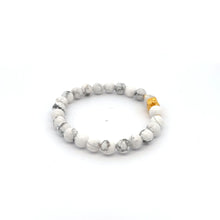 Load image into Gallery viewer, 18K Gold Money Bag Lucky Charm Beads Bracelet Gemstones White Howlite 6mm - Rafant