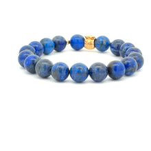 Load image into Gallery viewer, 18K Gold Money Bag Lucky Charm Beads Bracelet Gemstones Lapis Lazuli 8mm - Rafant