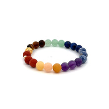Load image into Gallery viewer, 18K Gold Money Ball Lucky Charm Beads Bracelet Gemstones Matte Chakra 6mm - Rafant