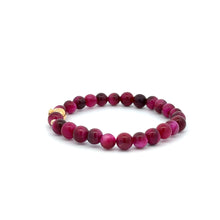 Load image into Gallery viewer, 18K Gold Money Bag Lucky Charm Beads Bracelet Gemstones Pink Tiger's Eye 6-6.5mm - Rafant