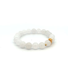 Load image into Gallery viewer, 18K Gold Money Bag Lucky Charm Beads Bracelet Gemstones White Jade 8mm - Rafant